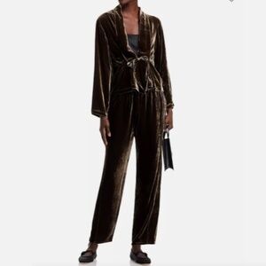 Eileen Fisher Velvet Pants Brown Wren Lantern Ankle Nwt L